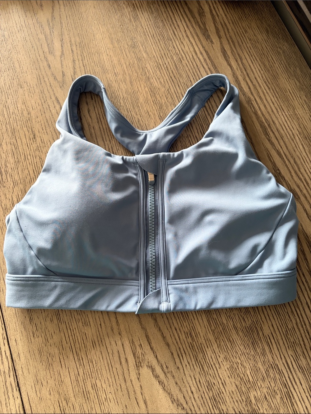 Athleta Powder Blue Front-Zip Racerback Sports Bra